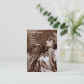 ROMANTISCHE ANGEL MET VERDERE BROEIENDE WITTE Pear Visitekaartje (Staand voorkant)