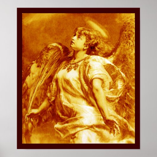 ROMANTISCHE ANGEL MET VERVANG IN GOUD GEEL WITTE POSTER (Voorkant)