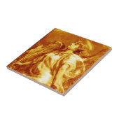 ROMANTISCHE ANGEL MET VERVANG IN GOUD GEEL, WITTE TEGELTJE (Zijkant)