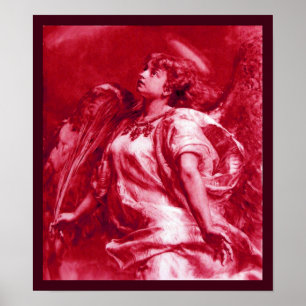 ROMANTISCHE ANGEL MET VERVANG IN PINK FUCHSIA WHIT POSTER