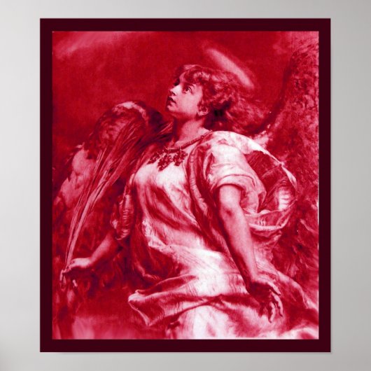 ROMANTISCHE ANGEL MET VERVANG IN PINK FUCHSIA WHIT POSTER (Voorkant)