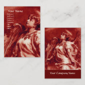 ROMANTISCHE ANGEL MET VERVROUW IN ANTIEK ROOD, WIT VISITEKAARTJE (Voorkant / Achterkant)