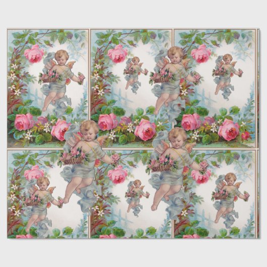 ROMANTISCHE ANGEL-SPEELROSSEN EN -STROMEN CADEAUPAPIER (Vlak)