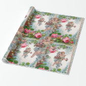 ROMANTISCHE ANGEL-SPEELROSSEN EN -STROMEN CADEAUPAPIER (Uitgerold)