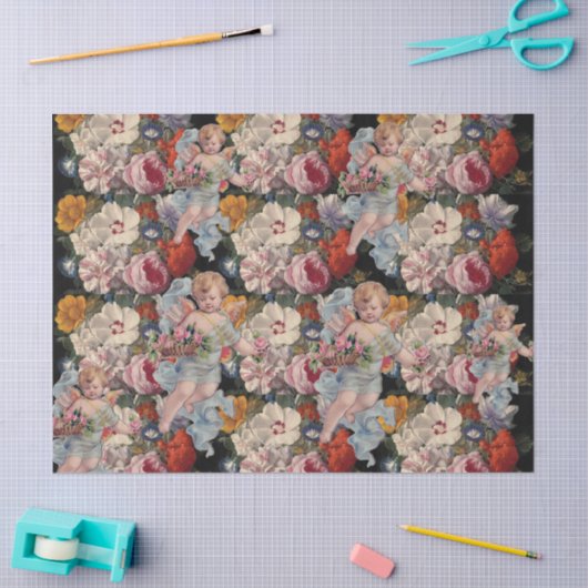 ROMANTISCHE ANGEL-SPEELROSSEN EN -STROMEN TISSUEPAPIER (Craft)