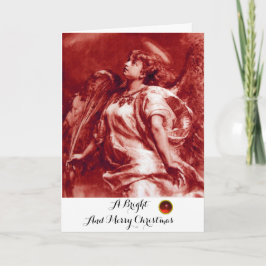 ROMANTISCHE ANGEL, VERDER, ANTIEK RODE WIT-kerst Feestdagen Kaart
