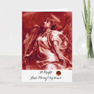ROMANTISCHE ANGEL, VERDER, ANTIEK RODE WIT-kerst Feestdagen Kaart