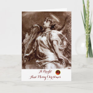 ROMANTISCHE ANGEL, VERDER, BROWN SEPIA WHITE Kerst Feestdagen Kaart
