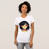 Romantische anime droom: blauwharige schoonheid t-shirt (Voorkant volledig)