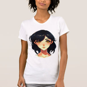 Romantische Anime Droom: Schoonheid met Blauwe Har T-shirt