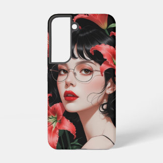 Romantische Anime Meisje Samsung Hoes – Bloemkunst Galaxy Hoesje