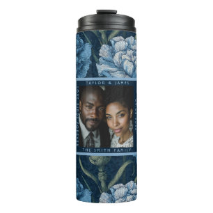 Romantische Anjer Charme Retro Bruiloft Thermosbeker