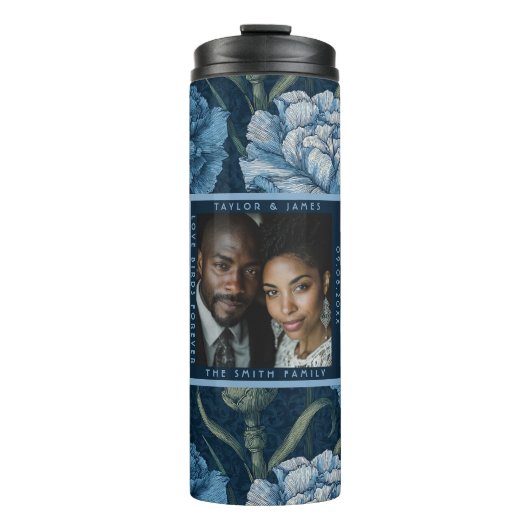 Romantische Anjer Charme Retro Bruiloft Thermosbeker (Voorkant)
