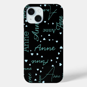 Romantische Anne (aangepaste naam) delicate blauwe iPhone 15 Case