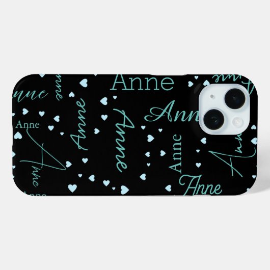 Romantische Anne (aangepaste naam) delicate blauwe Case-Mate iPhone Case (Achterkant (horizontaal))