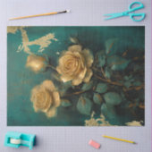 Romantische Antiek Emerald en Gold Design Series 1 Tissuepapier (Craft)