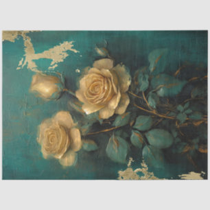 Romantische Antiek Emerald en Gold Design Series 1 Tissuepapier