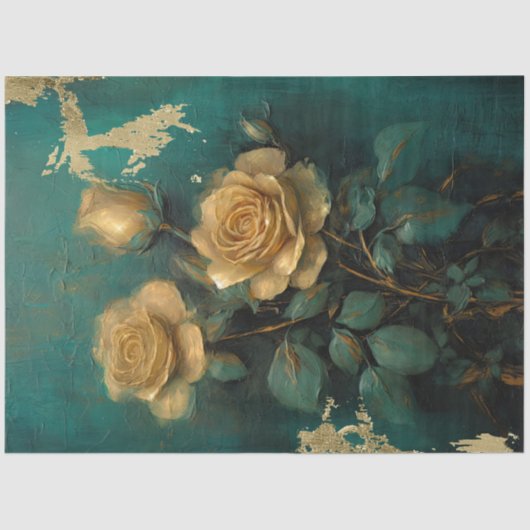 Romantische Antiek Emerald en Gold Design Series 1 Tissuepapier (Voorkant)