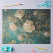 Romantische Antiek Emerald en Gold Design Series 1 Tissuepapier (Craft)