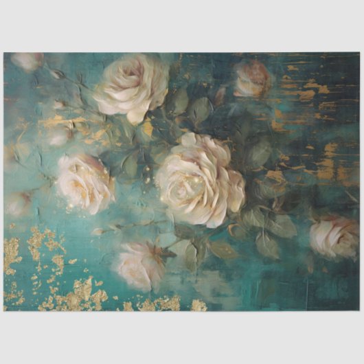 Romantische Antiek Emerald en Gold Design Series 1 Tissuepapier (Voorkant)