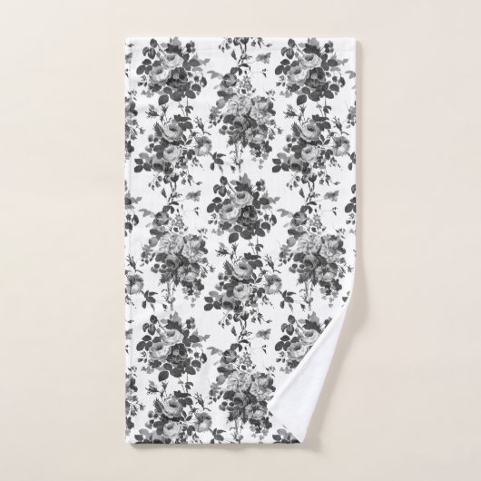 Romantische Antiek  Rozen-Grijs op Wit Bad Handdoek (Handdoek)