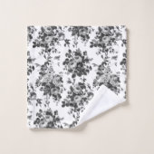 Romantische Antiek  Rozen-Grijs op Wit Bad Handdoek (Wasdoekje)