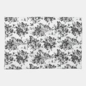 Romantische Antiek  Rozen-Grijs op Wit Theedoek (Horizontaal)