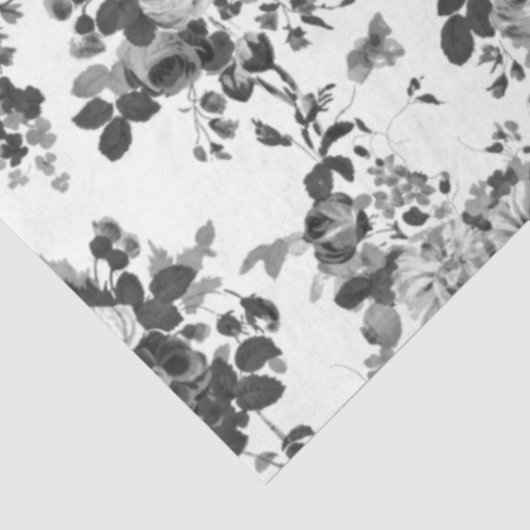 Romantische Antiek Rozen-Grijs op Wit Tissuepapier (Detail)