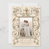 Romantische Antiek Verfraaiing Vakantie Huwelijk Feestdagenkaart (Voorkant)