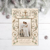 Romantische Antiek Verfraaiing Vakantie Huwelijk Feestdagenkaart