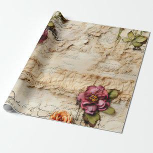 Romantische antieke perkamenten brief cadeaupapier