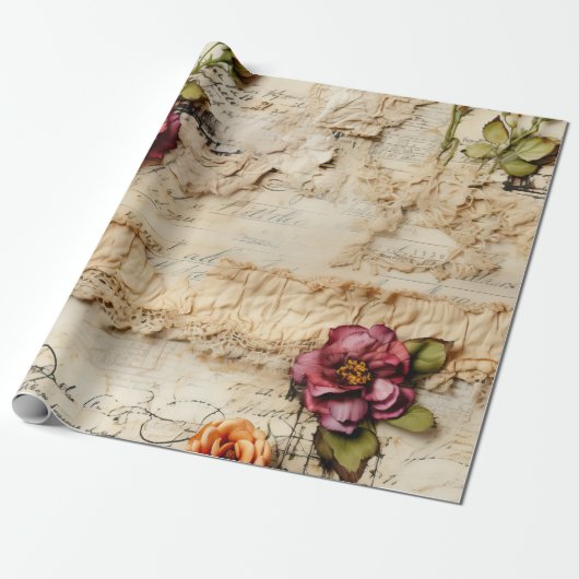 Romantische antieke perkamenten brief cadeaupapier (Uitgerold)