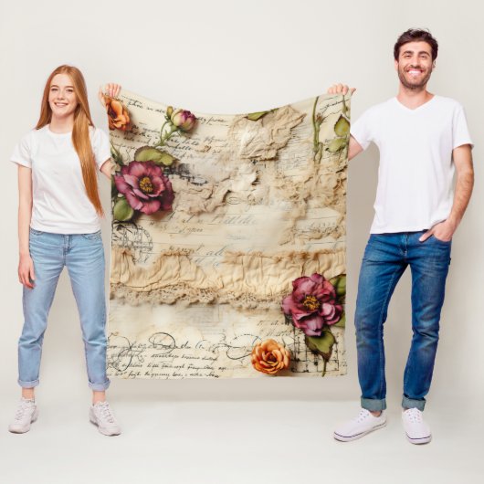 Romantische antieke perkamenten brief fleece deken (In situ)