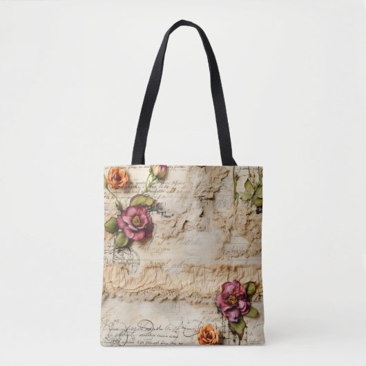 Romantische antieke perkamenten brief tote bag (Voorkant)