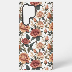 Romantische Antieke Rode Rozen Cottagecore Bloemen Samsung Galaxy Hoesje
