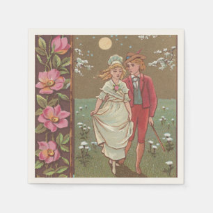 Romantische antieke Valentijnskaart, 1876 Servet