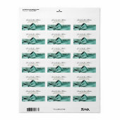 Romantische Aqua Blue Bow Bruiloft Label (Full Sheet)