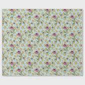 Romantische Aqua Queen Bee, Honingraat & Bloemen Cadeaupapier (Vlak)