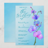 Romantische aquarel blauwe orchideeën bloemenbruil kaart (Voorkant / Achterkant)