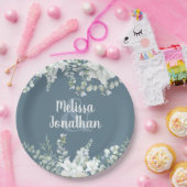 Romantische aquarel bloem witte bloemen bruiloft papieren bordje (Feest)