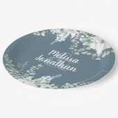 Romantische aquarel bloem witte bloemen bruiloft papieren bordje (Gekanteld)