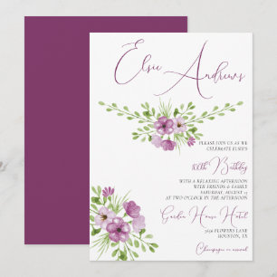 Romantische aquarel bloemen 100e verjaardag kaart