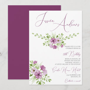 Romantische aquarel bloemen 50ste verjaardag kaart