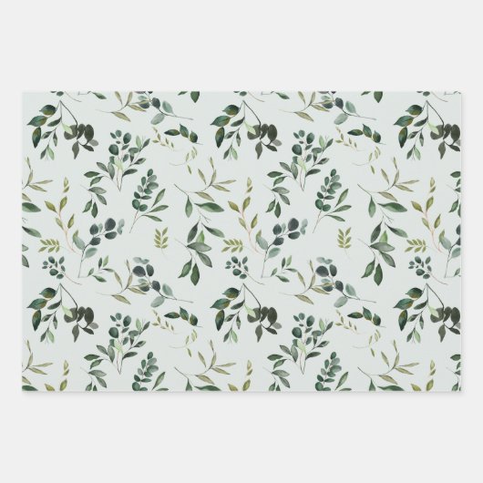 Romantische Aquarel Botanische Begroeiing Inpakpapier Vel (Voorkant 3)