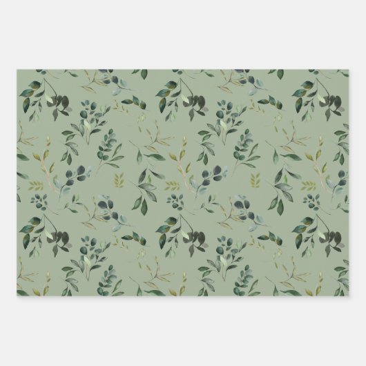 Romantische Aquarel Botanische Begroeiing Inpakpapier Vel (Voorkant 2)