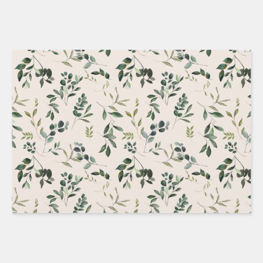 Romantische Aquarel Botanische Begroeiing Inpakpapier Vel (Voorkant)