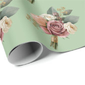 Romantische Aquarel Bruidsboeket Cadeaupapier (Rol Hoek)