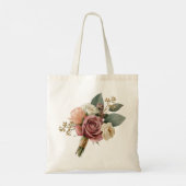 Romantische Aquarel Bruidsboeket Tote Bag (Achterkant)