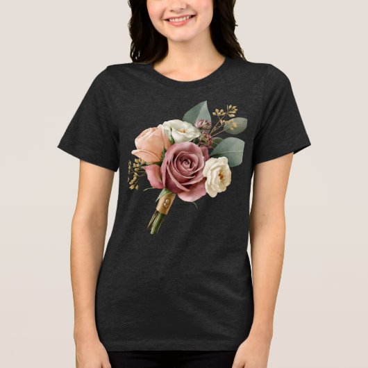 Romantische Aquarel Bruidsboeket Tri-Blend Shirt (Voorkant)