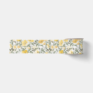 Romantische Aquarel Gele Bloementuin Grosgrain Lint